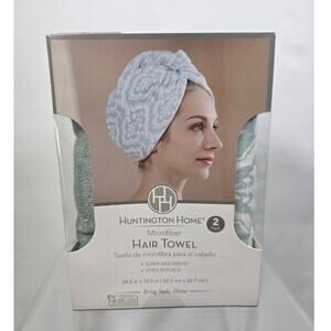 New Huntington Home Women's Microfiber Hair Towel Pack of 2 Seafoam Green